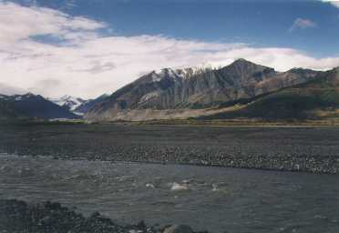 River flats below an Alaskan mountain